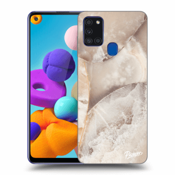 Picasee silikónový prehľadný obal pre Samsung Galaxy A21s - Cream marble