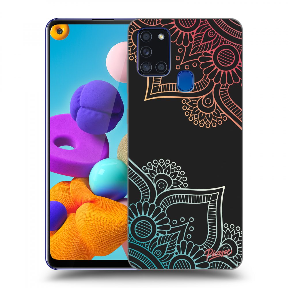 Picasee silikónový čierny obal pre Samsung Galaxy A21s - Flowers pattern