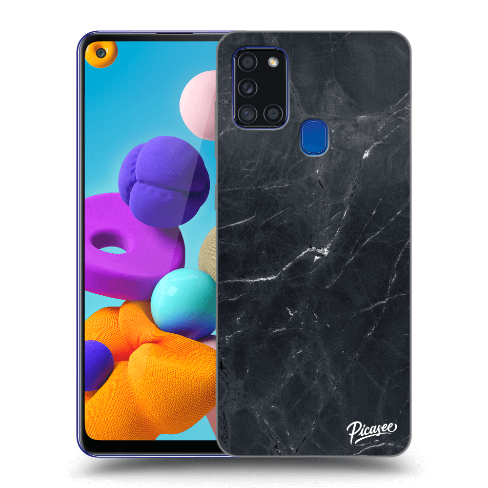 Picasee silikónový prehľadný obal pre Samsung Galaxy A21s - Black marble