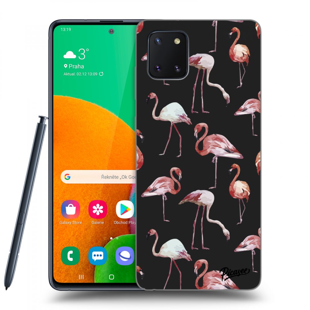 Picasee silikónový čierny obal pre Samsung Galaxy Note 10 Lite N770F - Flamingos