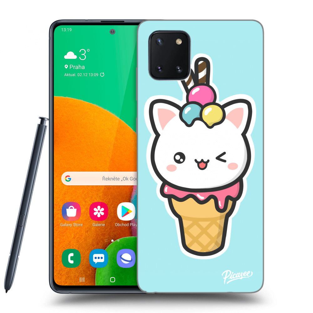 Picasee silikónový prehľadný obal pre Samsung Galaxy Note 10 Lite N770F - Ice Cream Cat