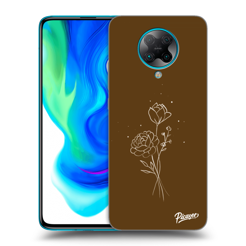 Picasee silikónový čierny obal pre Xiaomi Poco F2 Pro - Brown flowers