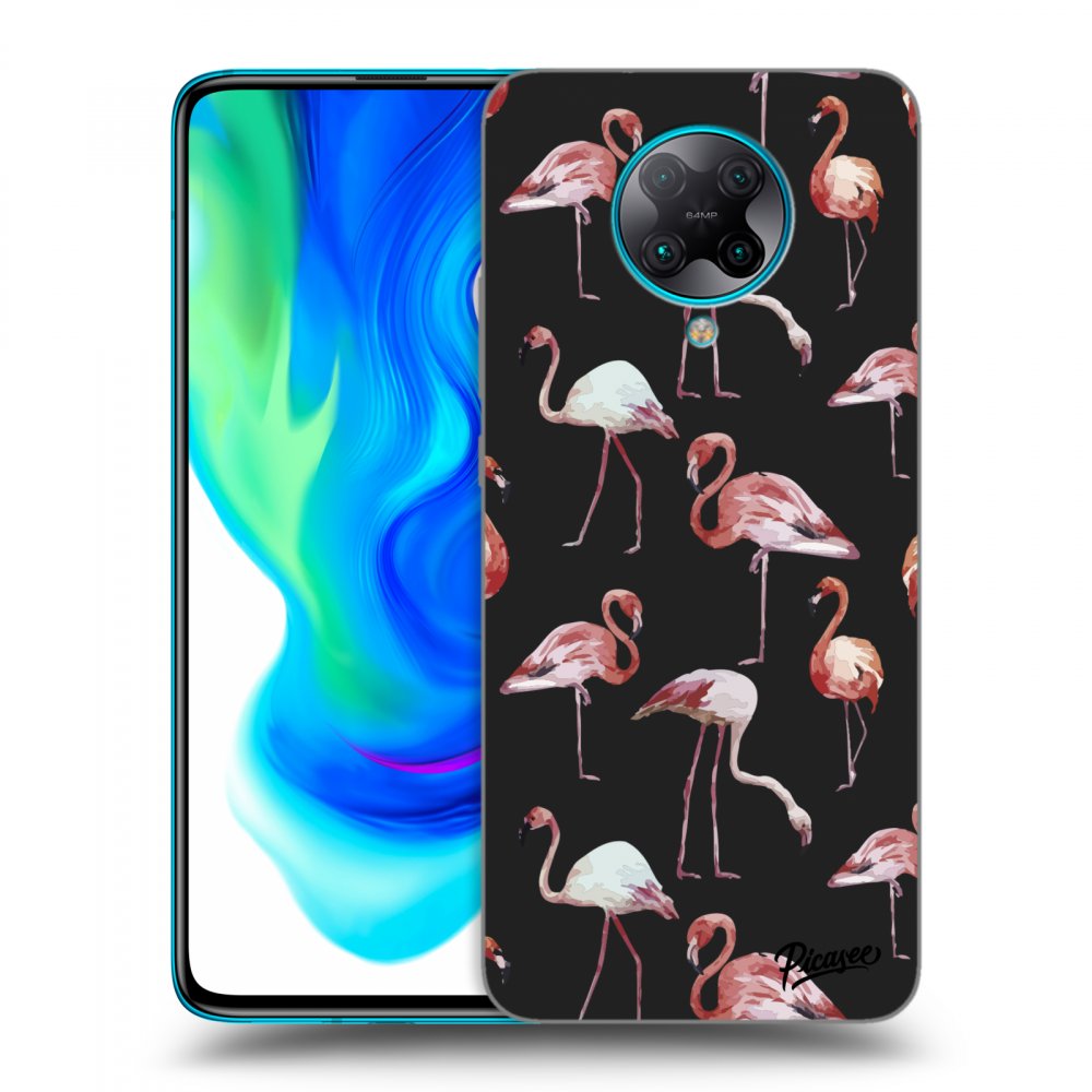 Picasee silikónový čierny obal pre Xiaomi Poco F2 Pro - Flamingos