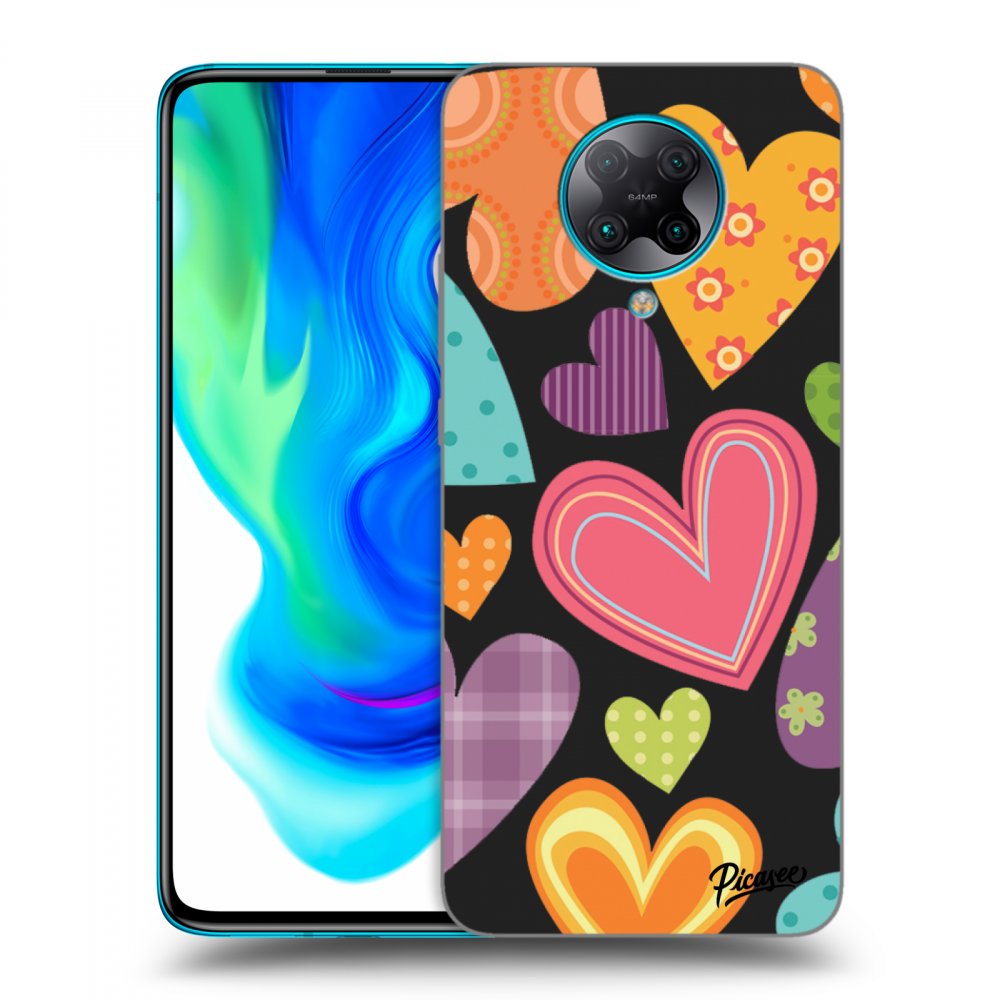Picasee silikónový čierny obal pre Xiaomi Poco F2 Pro - Colored heart