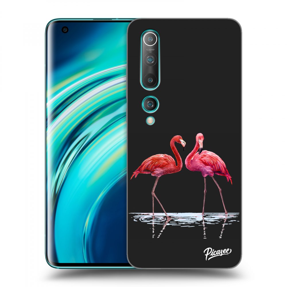 Picasee silikónový čierny obal pre Xiaomi Mi 10 - Flamingos couple