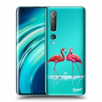 Picasee silikónový prehľadný obal pre Xiaomi Mi 10 - Flamingos couple