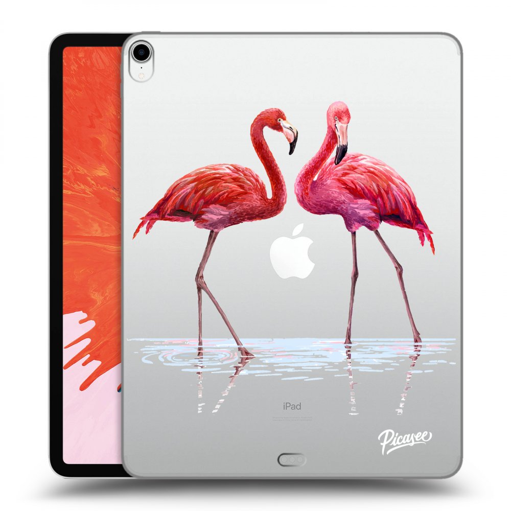 Picasee silikónový prehľadný obal pre Apple iPad Pro 12.9" 2018 (3. gen) - Flamingos couple