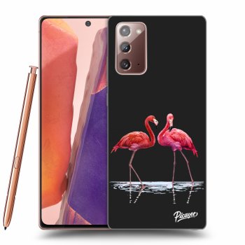 Picasee silikónový čierny obal pre Samsung Galaxy Note 20 - Flamingos couple