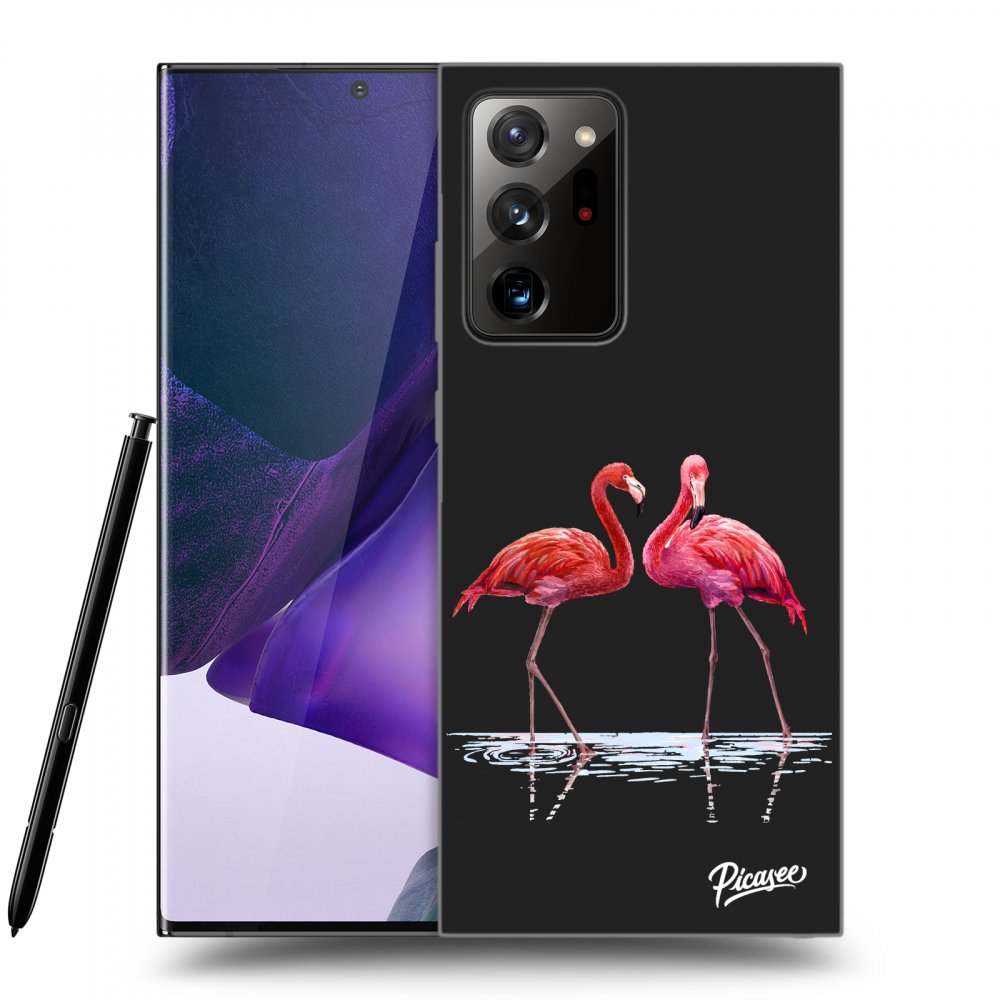 Picasee silikónový čierny obal pre Samsung Galaxy Note 20 Ultra - Flamingos couple