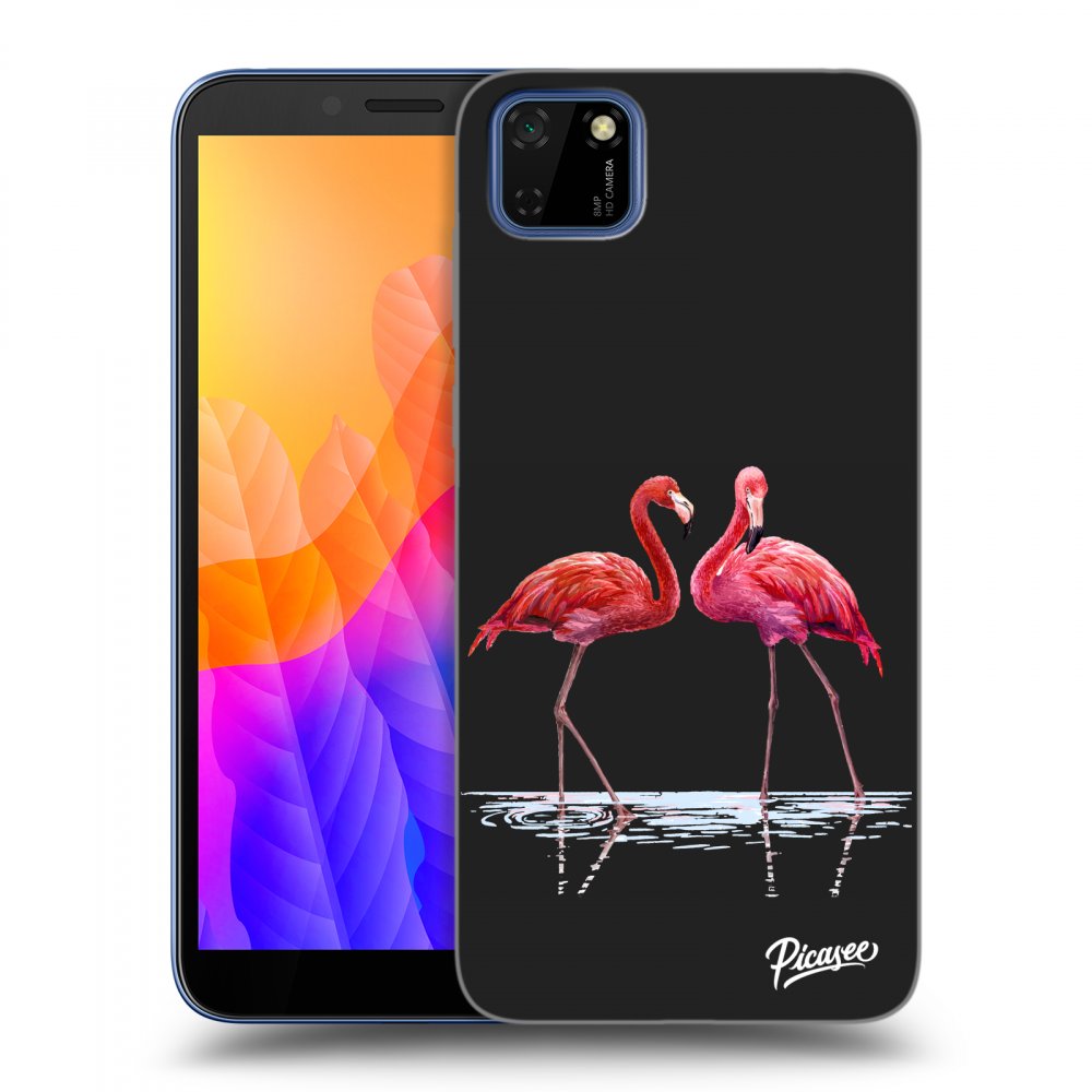 Picasee silikónový čierny obal pre Huawei Y5P - Flamingos couple