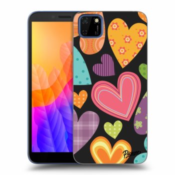 Picasee silikónový čierny obal pre Huawei Y5P - Colored heart