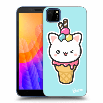 Picasee silikónový čierny obal pre Huawei Y5P - Ice Cream Cat