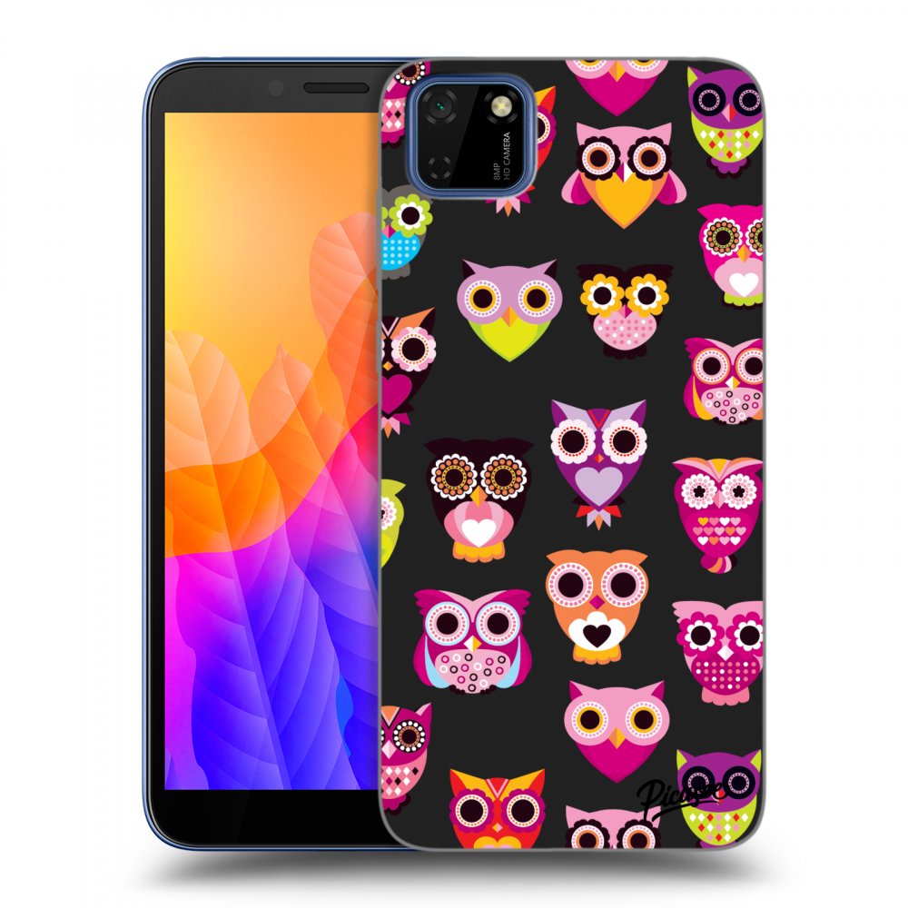 Picasee silikónový čierny obal pre Huawei Y5P - Owls