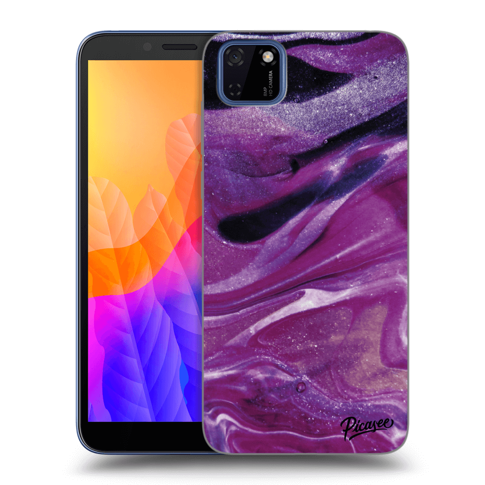 Picasee silikónový čierny obal pre Huawei Y5P - Purple glitter