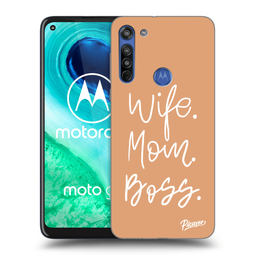 Picasee silikónový prehľadný obal pre Motorola Moto G8 - Boss Mama