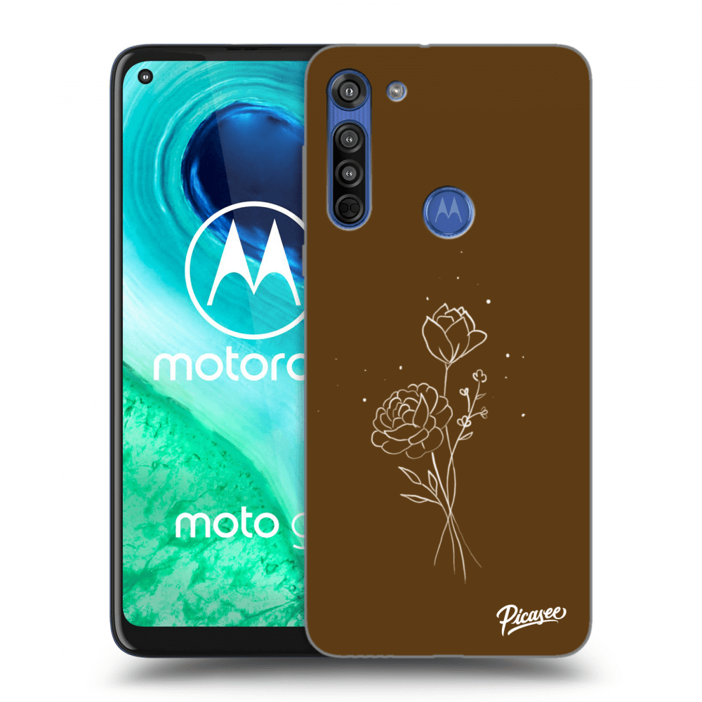 Picasee silikónový prehľadný obal pre Motorola Moto G8 - Brown flowers