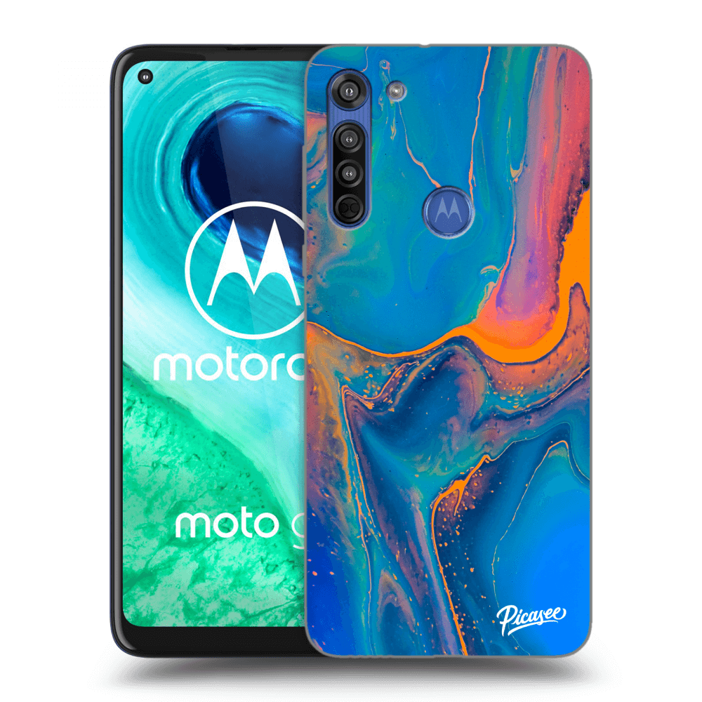Picasee silikónový čierny obal pre Motorola Moto G8 - Rainbow