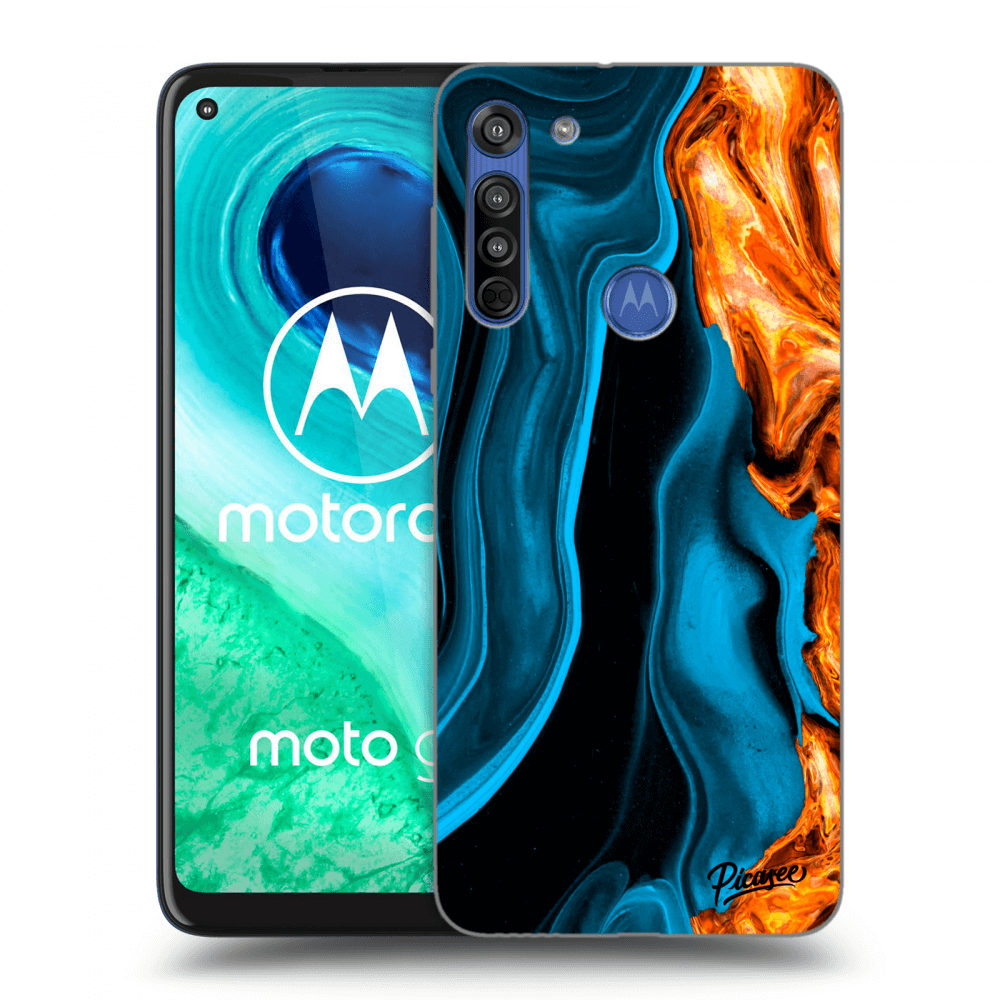 Picasee silikónový prehľadný obal pre Motorola Moto G8 - Gold blue