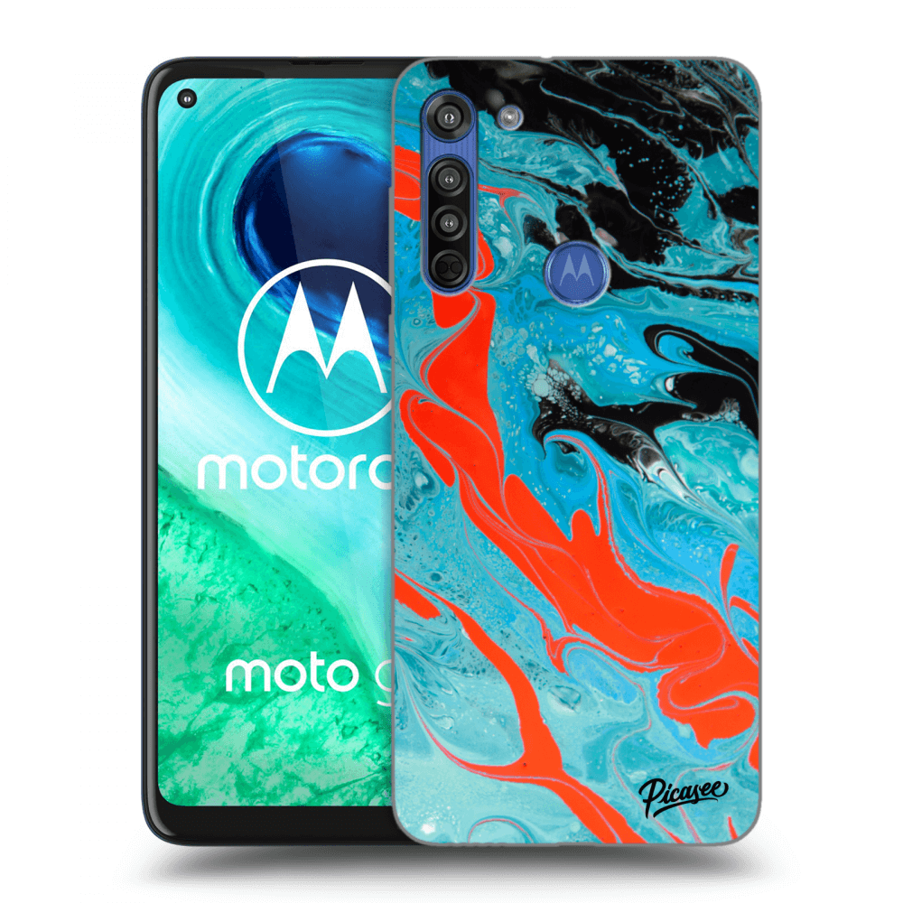 Picasee silikónový čierny obal pre Motorola Moto G8 - Blue Magma