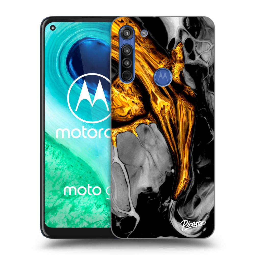 Picasee silikónový prehľadný obal pre Motorola Moto G8 - Black Gold
