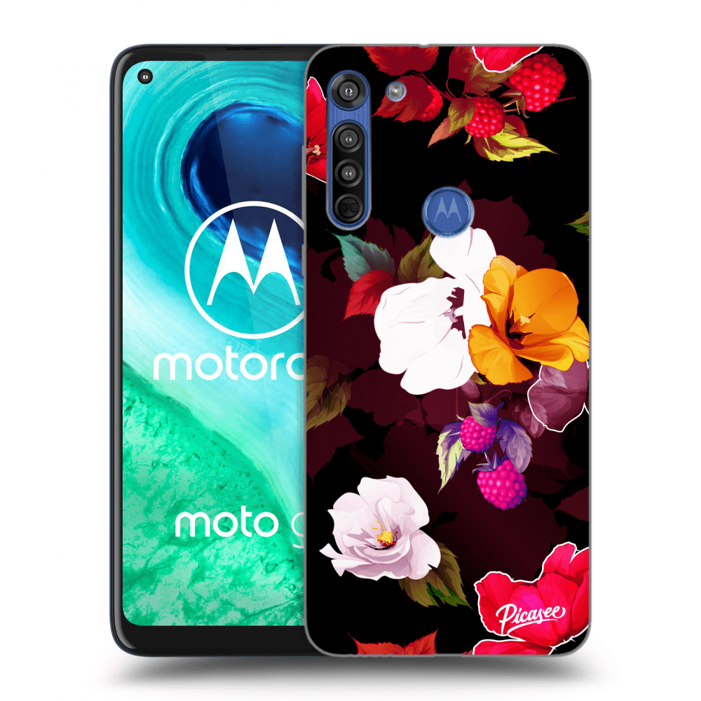Picasee silikónový prehľadný obal pre Motorola Moto G8 - Flowers and Berries