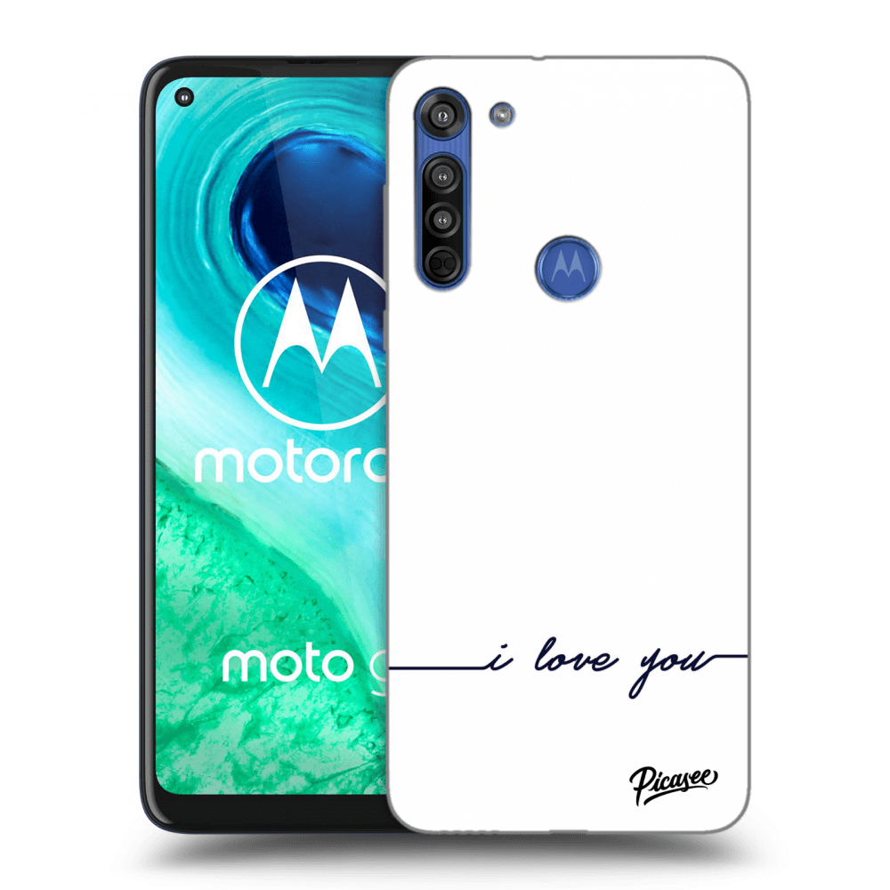 Picasee silikónový prehľadný obal pre Motorola Moto G8 - I love you