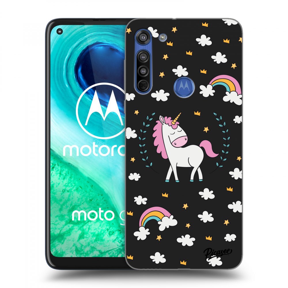 Picasee silikónový čierny obal pre Motorola Moto G8 - Unicorn star heaven