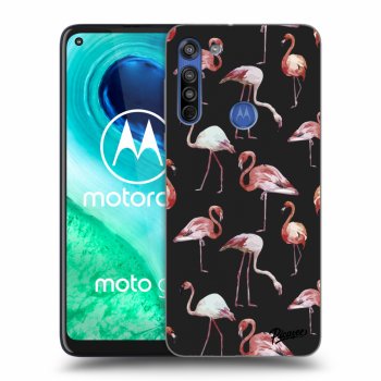 Picasee silikónový čierny obal pre Motorola Moto G8 - Flamingos