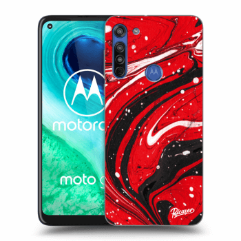 Picasee silikónový prehľadný obal pre Motorola Moto G8 - Red black
