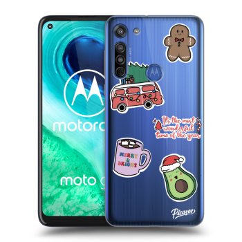 Picasee silikónový prehľadný obal pre Motorola Moto G8 - Christmas Stickers