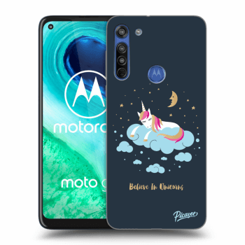 Picasee silikónový čierny obal pre Motorola Moto G8 - Believe In Unicorns