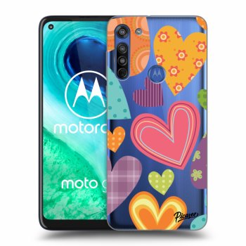 Picasee silikónový prehľadný obal pre Motorola Moto G8 - Colored heart