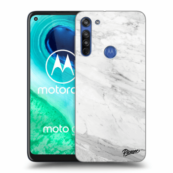 Picasee silikónový čierny obal pre Motorola Moto G8 - White marble