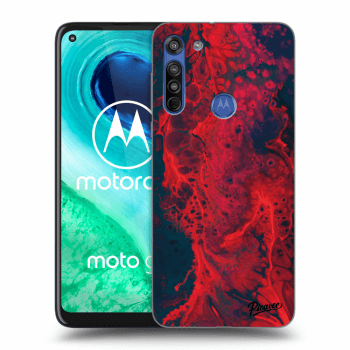 Picasee silikónový čierny obal pre Motorola Moto G8 - Organic red