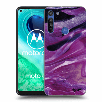 Picasee silikónový čierny obal pre Motorola Moto G8 - Purple glitter