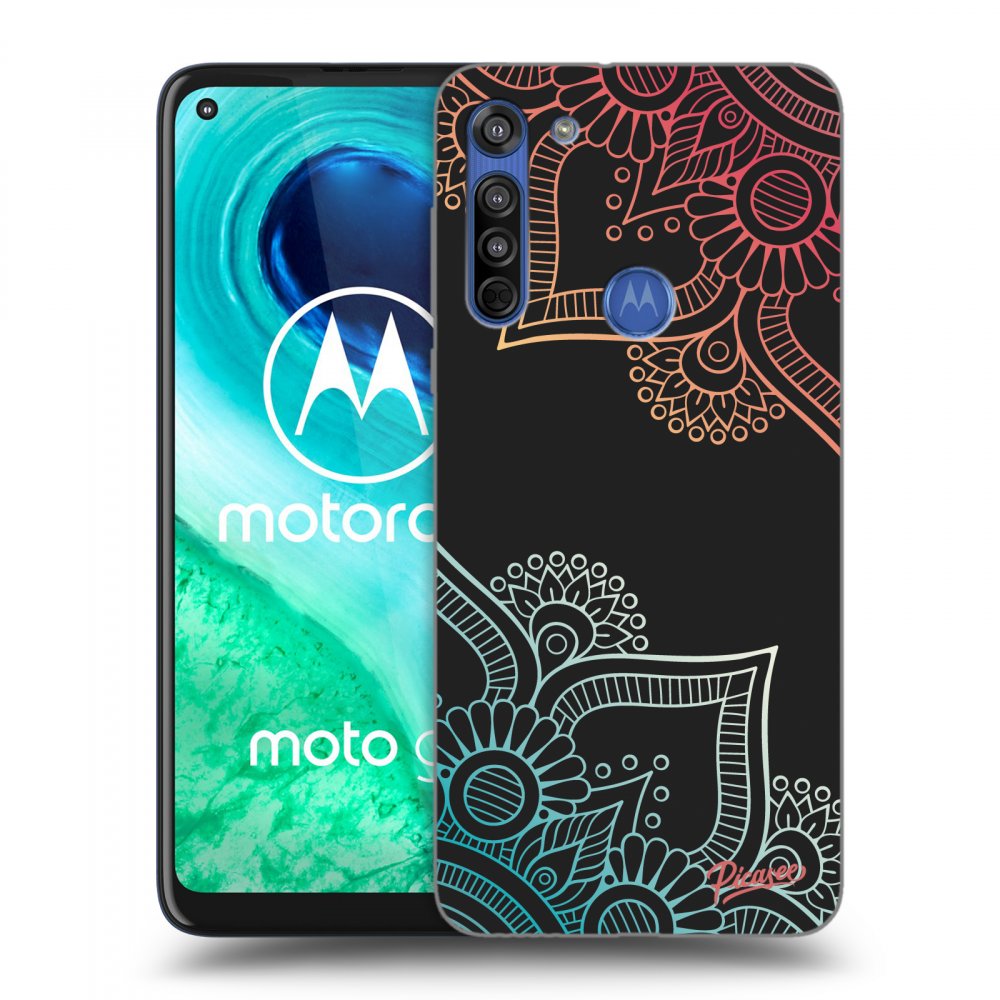 Picasee silikónový čierny obal pre Motorola Moto G8 - Flowers pattern