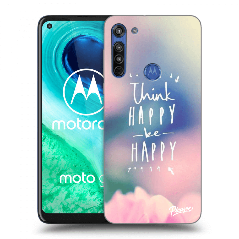 Picasee silikónový čierny obal pre Motorola Moto G8 - Think happy be happy
