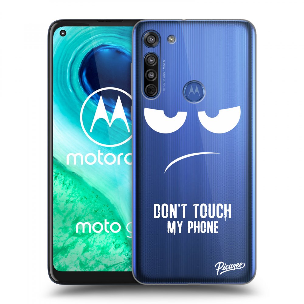 Picasee silikónový prehľadný obal pre Motorola Moto G8 - Don't Touch My Phone
