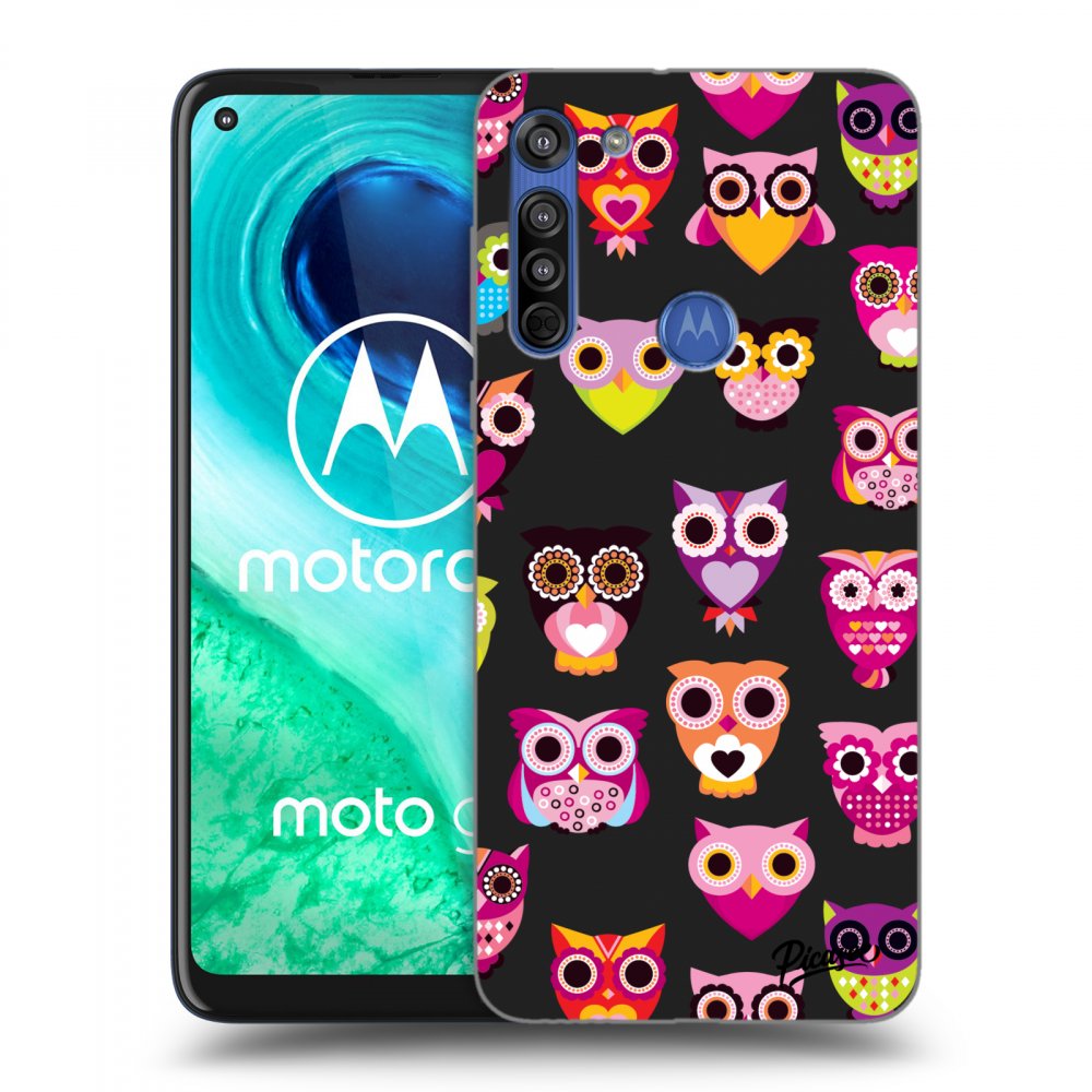Picasee silikónový čierny obal pre Motorola Moto G8 - Owls