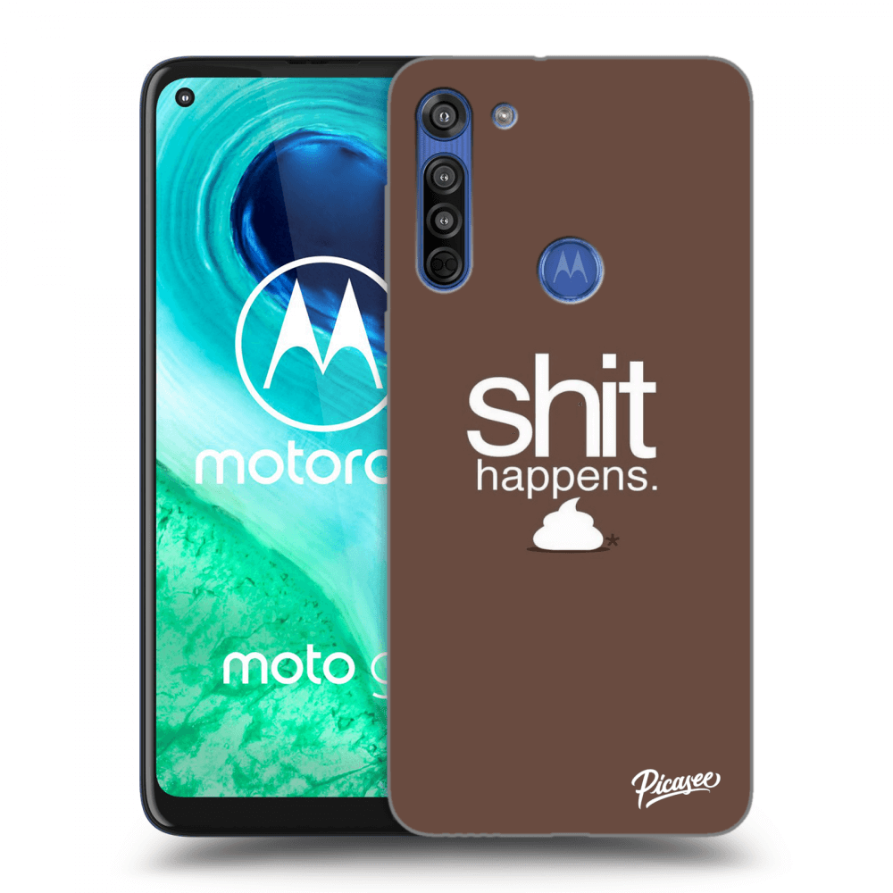 Picasee silikónový prehľadný obal pre Motorola Moto G8 - Shit happens