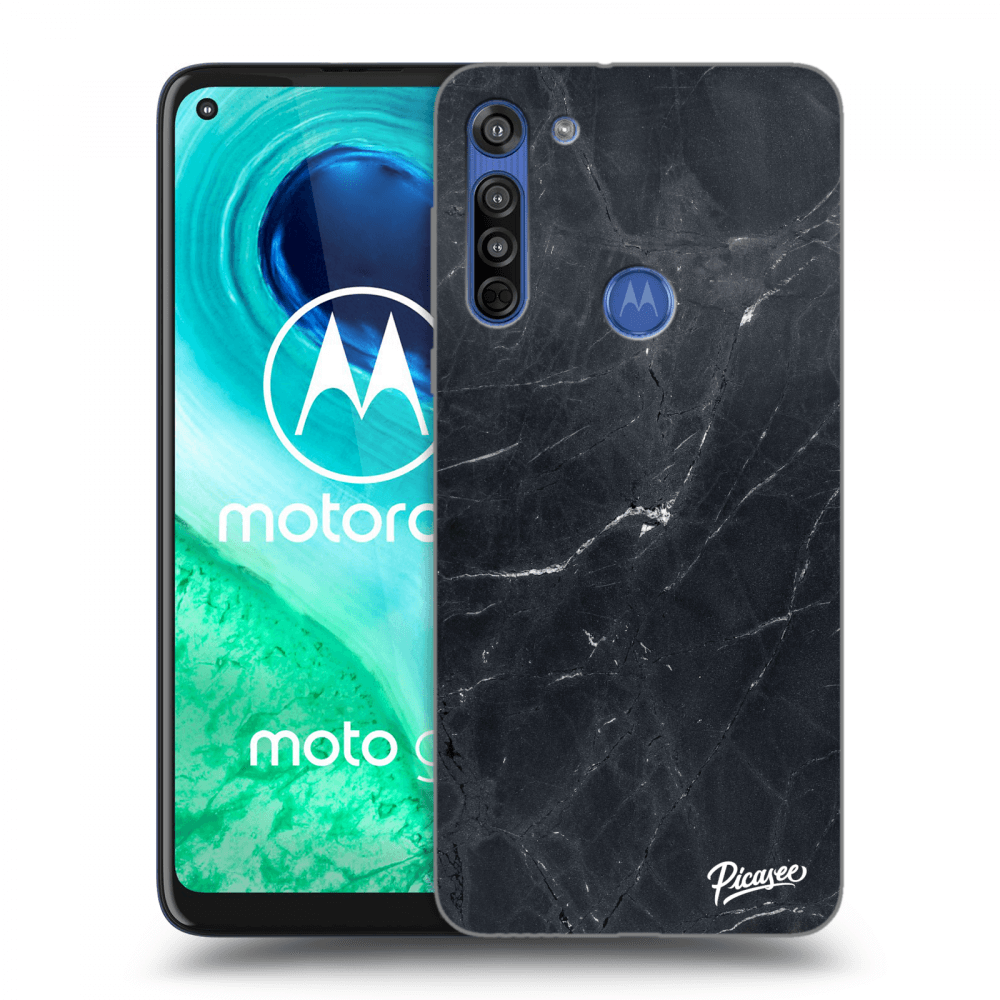 Picasee silikónový čierny obal pre Motorola Moto G8 - Black marble