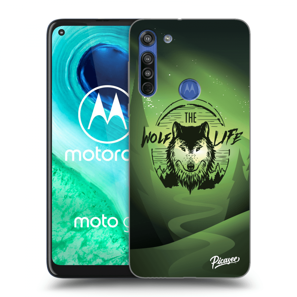 Picasee silikónový čierny obal pre Motorola Moto G8 - Wolf life