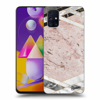 Picasee silikónový čierny obal pre Samsung Galaxy M31s - Pink geometry