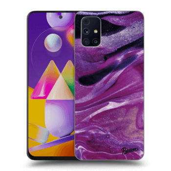 Picasee silikónový čierny obal pre Samsung Galaxy M31s - Purple glitter