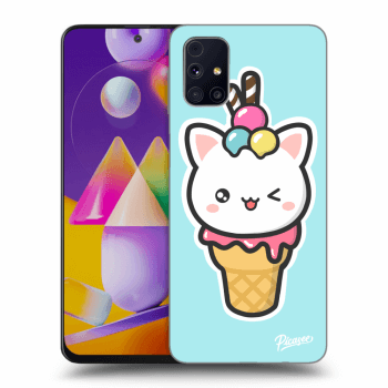 Picasee silikónový čierny obal pre Samsung Galaxy M31s - Ice Cream Cat