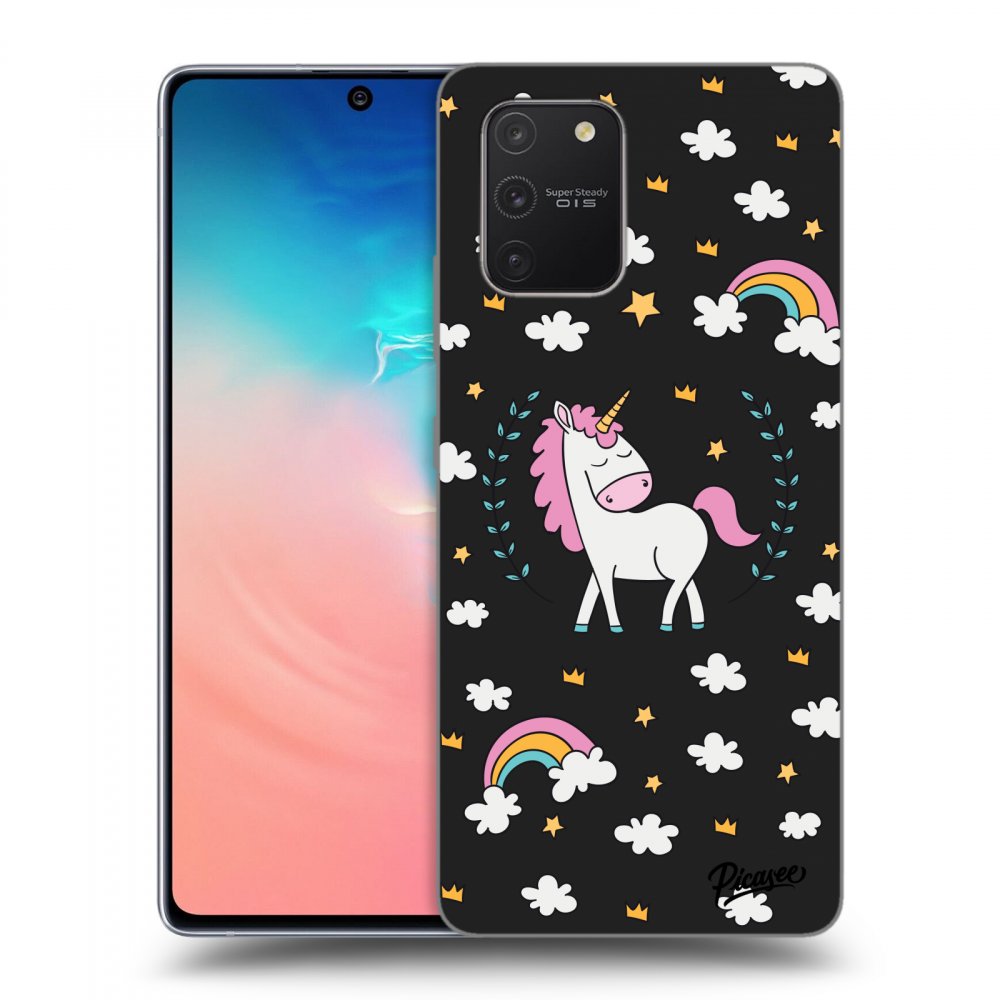 Picasee silikónový čierny obal pre Samsung Galaxy S10 Lite - Unicorn star heaven