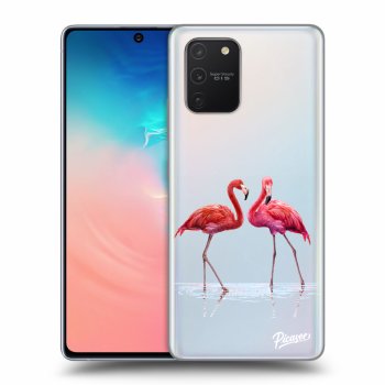 Picasee silikónový prehľadný obal pre Samsung Galaxy S10 Lite - Flamingos couple
