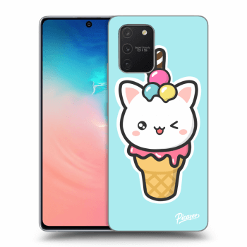 Picasee silikónový čierny obal pre Samsung Galaxy S10 Lite - Ice Cream Cat