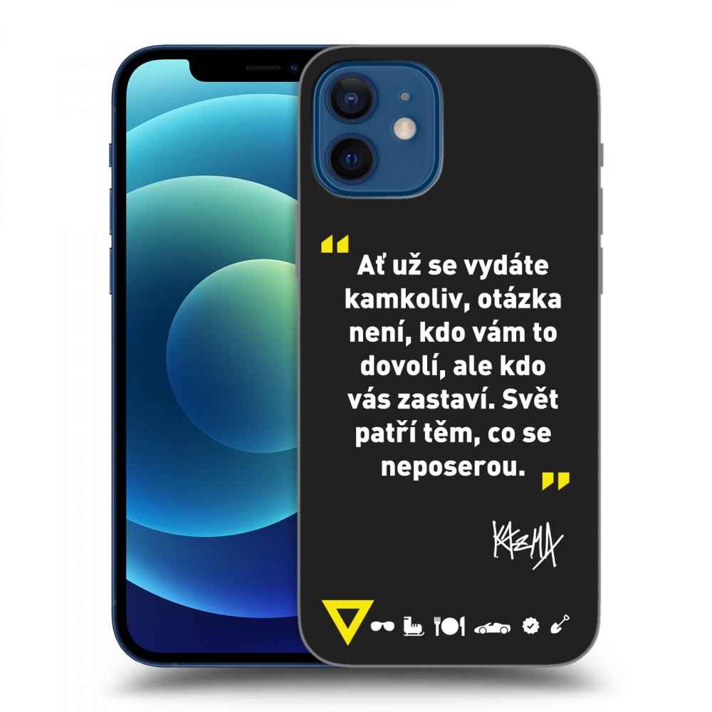 Picasee silikónový čierny obal pre Apple iPhone 12 - Kazma - SVĚT PATŘÍ TĚM, CO SE NEPOSEROU