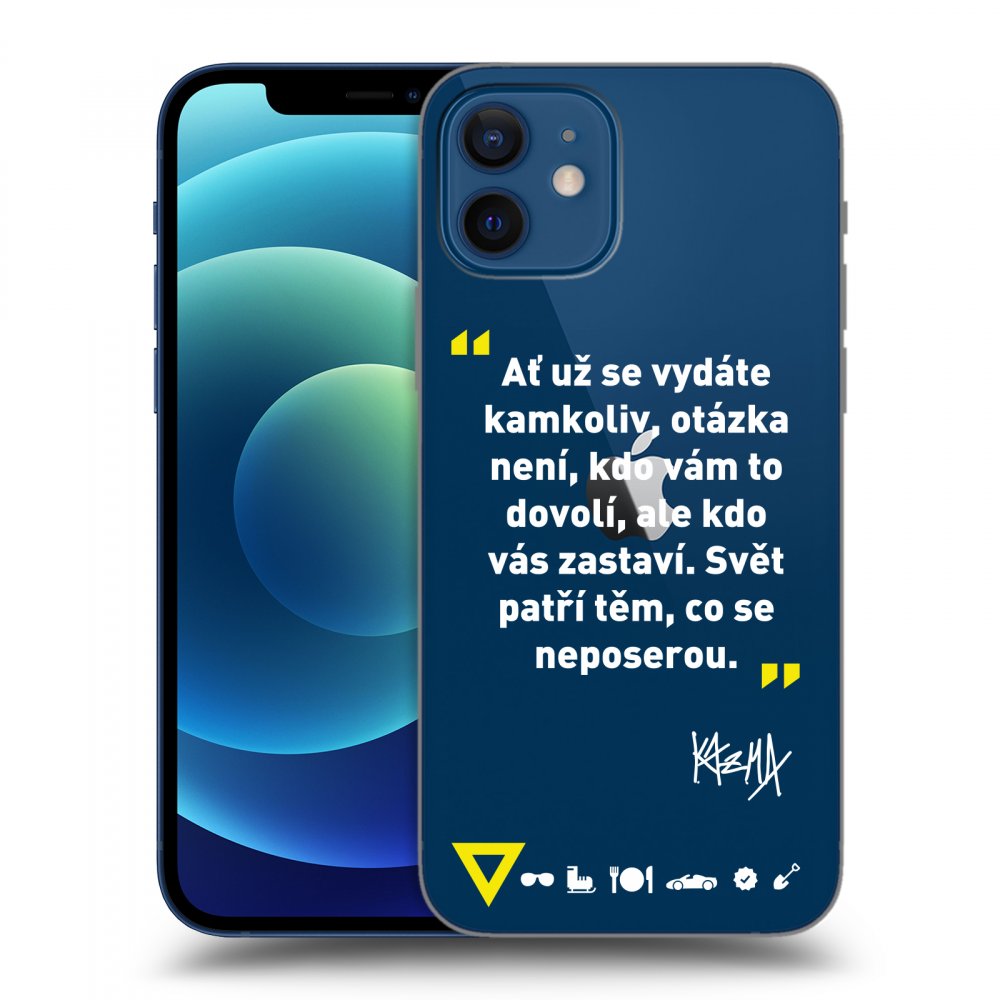 Picasee silikónový prehľadný obal pre Apple iPhone 12 - Kazma - SVĚT PATŘÍ TĚM, CO SE NEPOSEROU